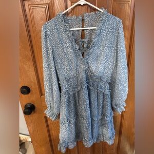 Blue Patterned Kids Dress